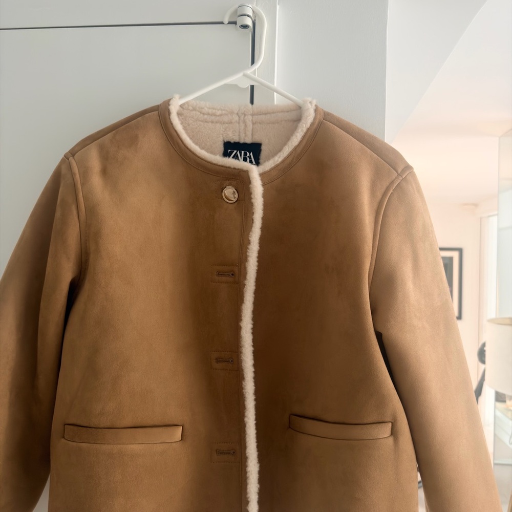Zara Beige Faux Suede Jacket